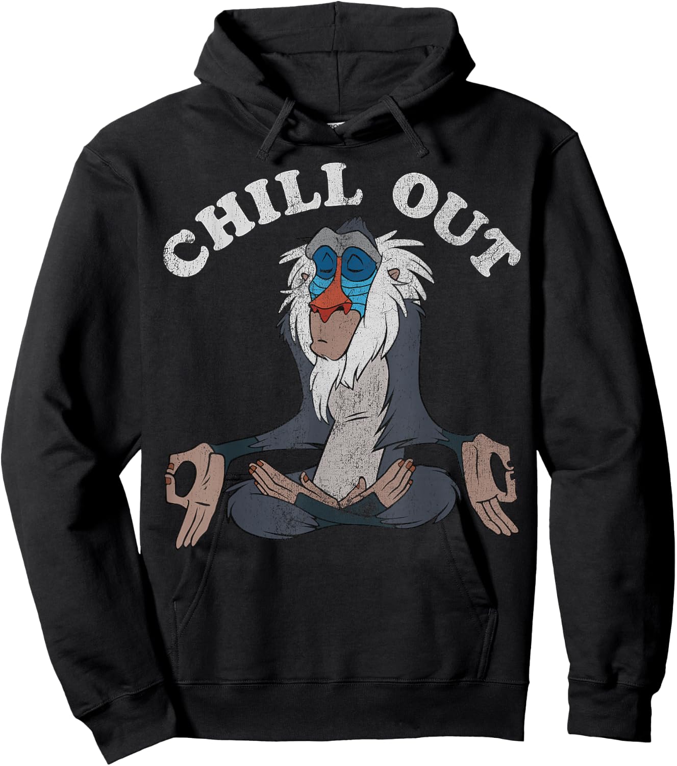 Disney Lion King Rafiki Chill Out Meditation Graphic Hoodie - Hoodie | Black