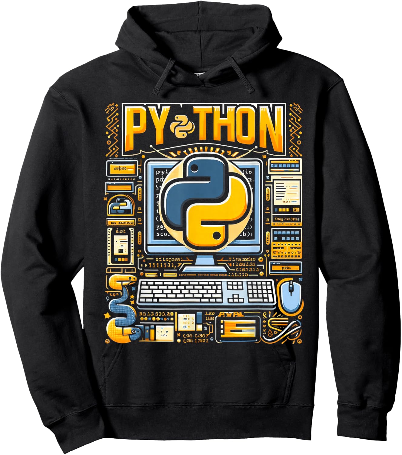 Python Dev Programming Python Programming, -Adults , Black, Small, Short Sleeve Hoodie - Hoodie | Black