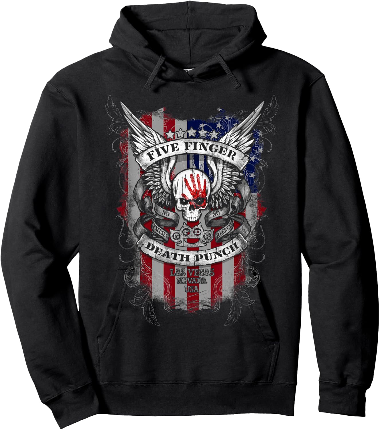 5FDP - No Regrets Stars & Stripes American Flag Hoodie - Hoodie | Black