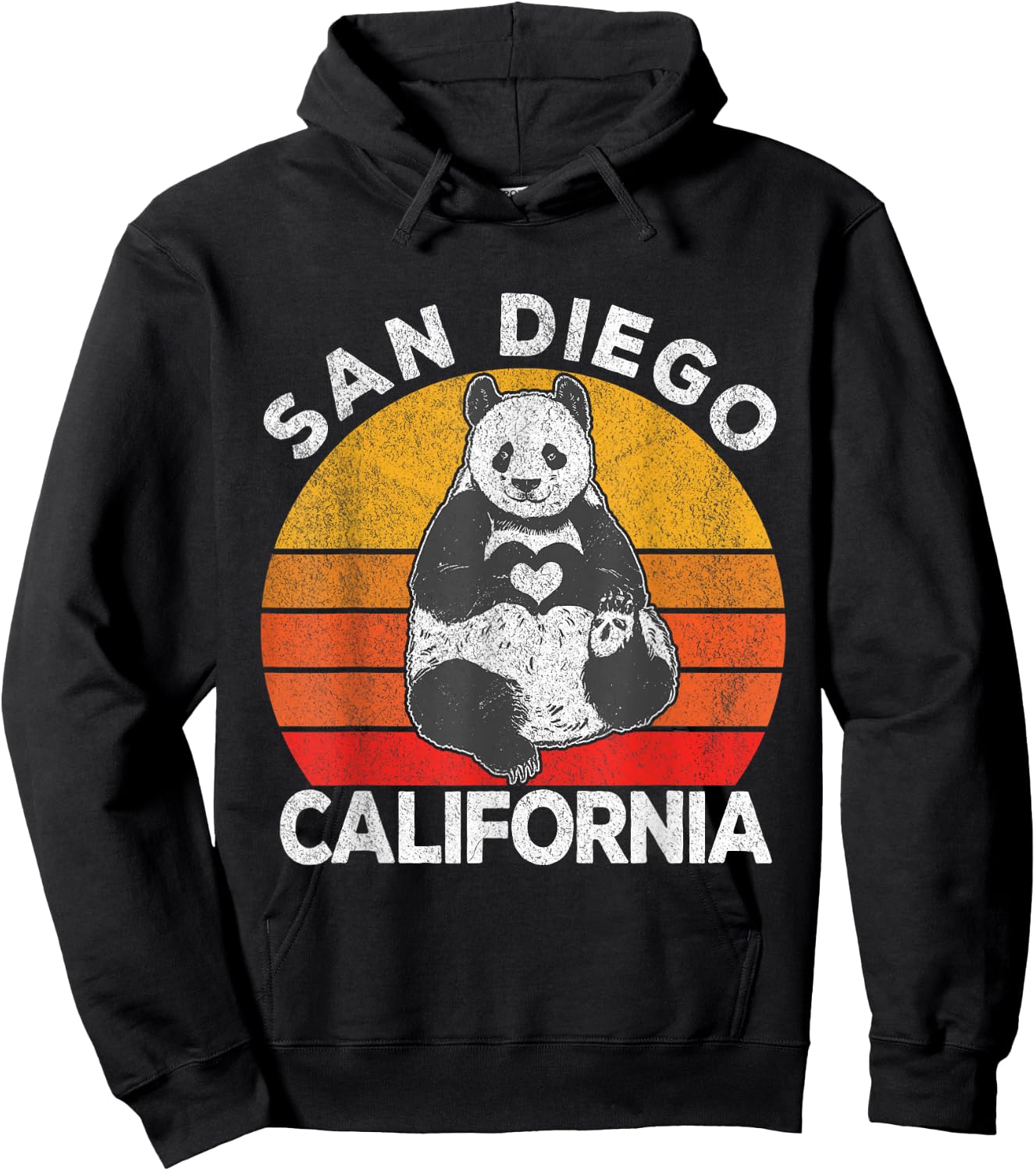 San Diego California Retro Panda Zoo Vintage Hoodie - Hoodie | Black