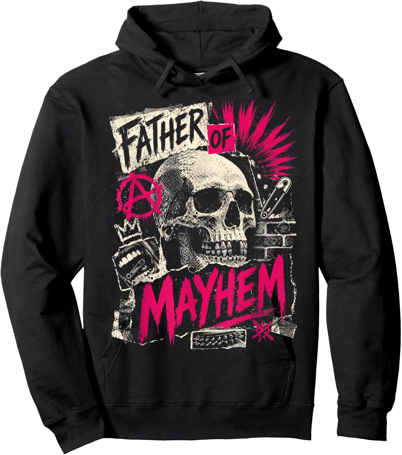Father's Day Father of Mayhem Funny Dad Matching Family Hoodie - Hoodie | Black