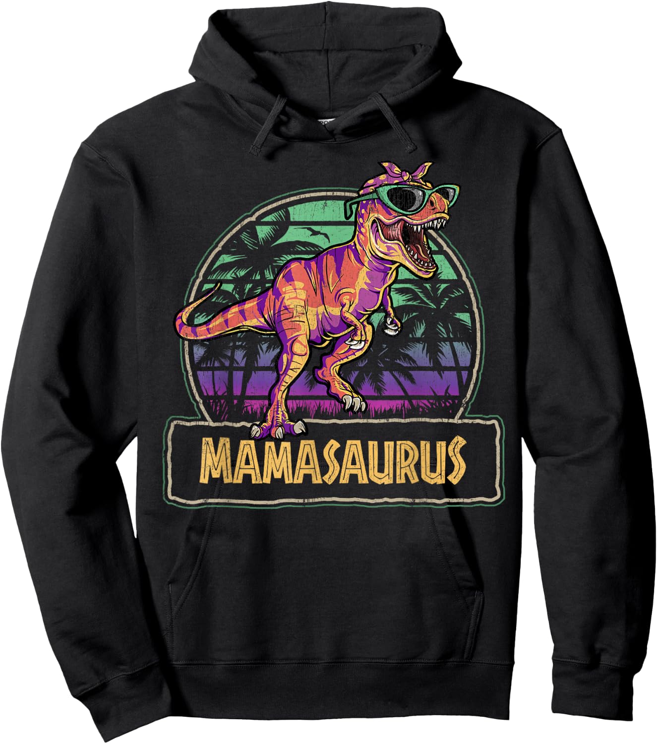 Mamasaurus T Rex Dinosaur Mama Saurus Family Matching Women Hoodie - Hoodie | Black