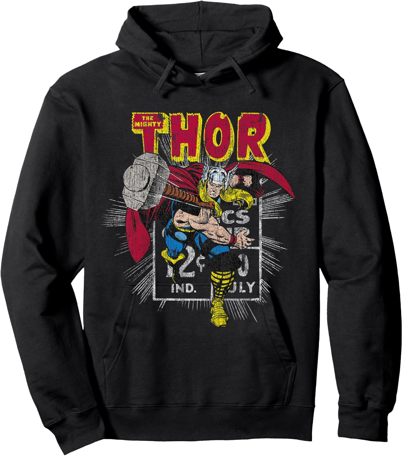 Kids Marvel Mighty Thor Hammer Throw Retro Kids Graphic Hoodie - Hoodie | Black