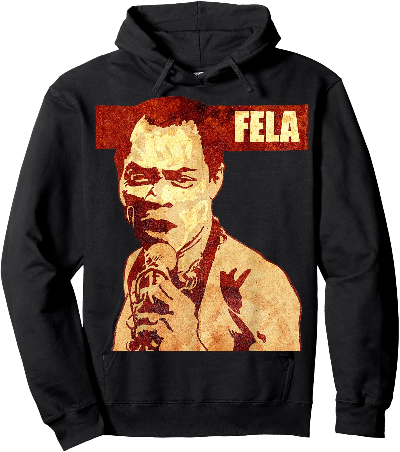 WellRed -Adults Fela Kuti Graphic Black Small Classic Fit Short Sleeve Hoodie - Hoodie | Black