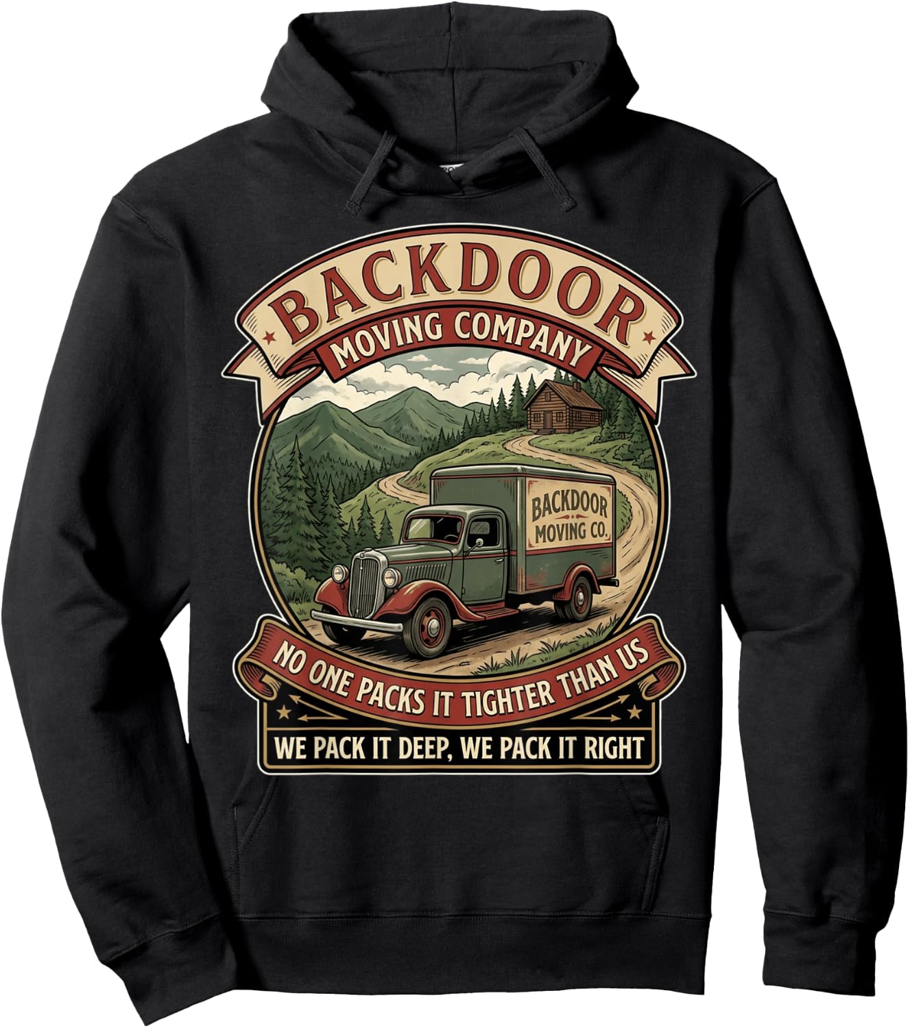 Funny Vintage Moving Company Inappropriate Adult Humor Gag Hoodie - Hoodie | Black