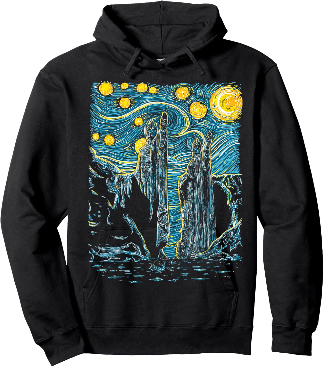 Argonath Starry Night Van Gogh Style Hoodie - Hoodie | Black