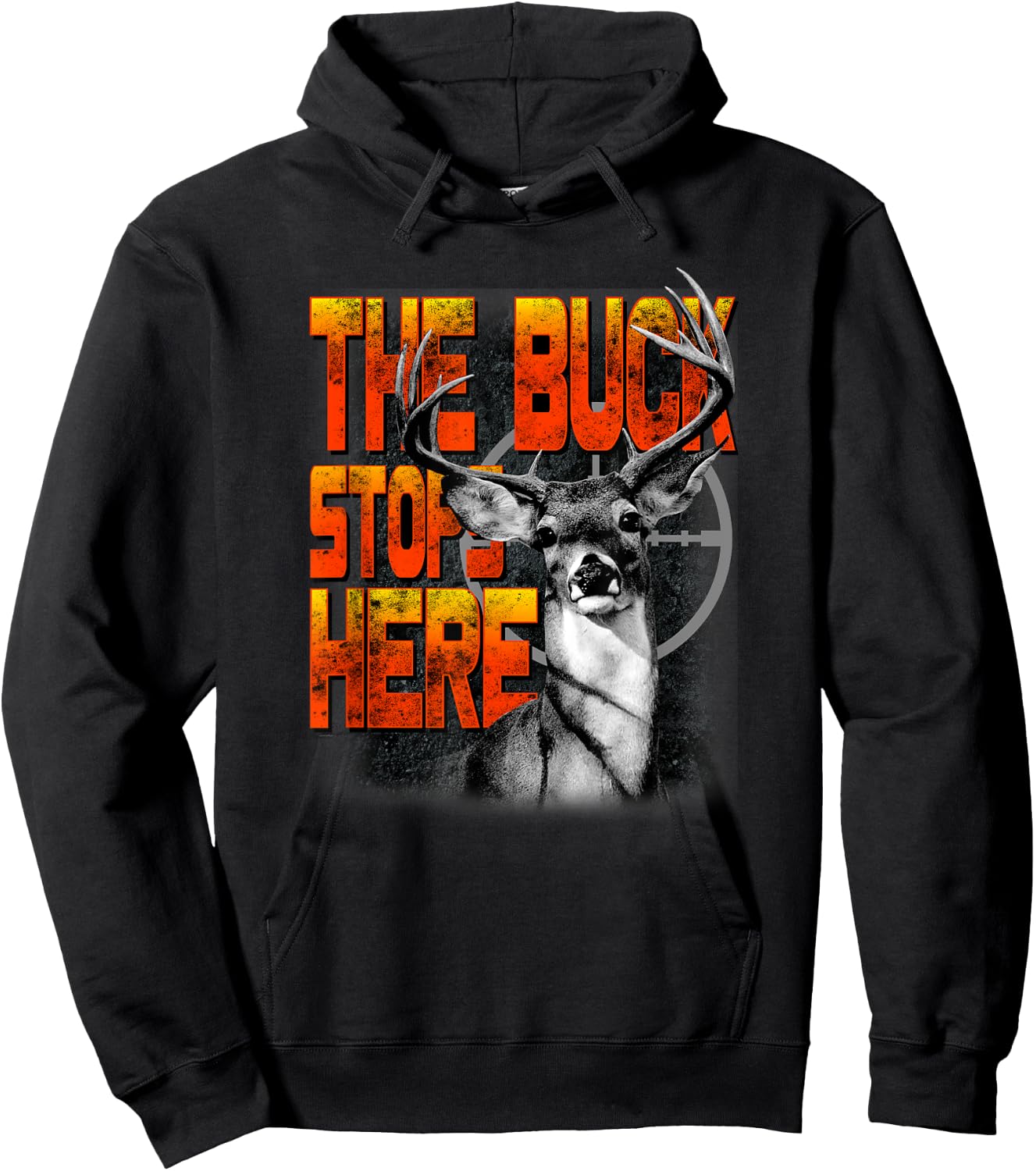 Trendy The Buck Stops Here Hunting Humour Hoodie - Hoodie | Black
