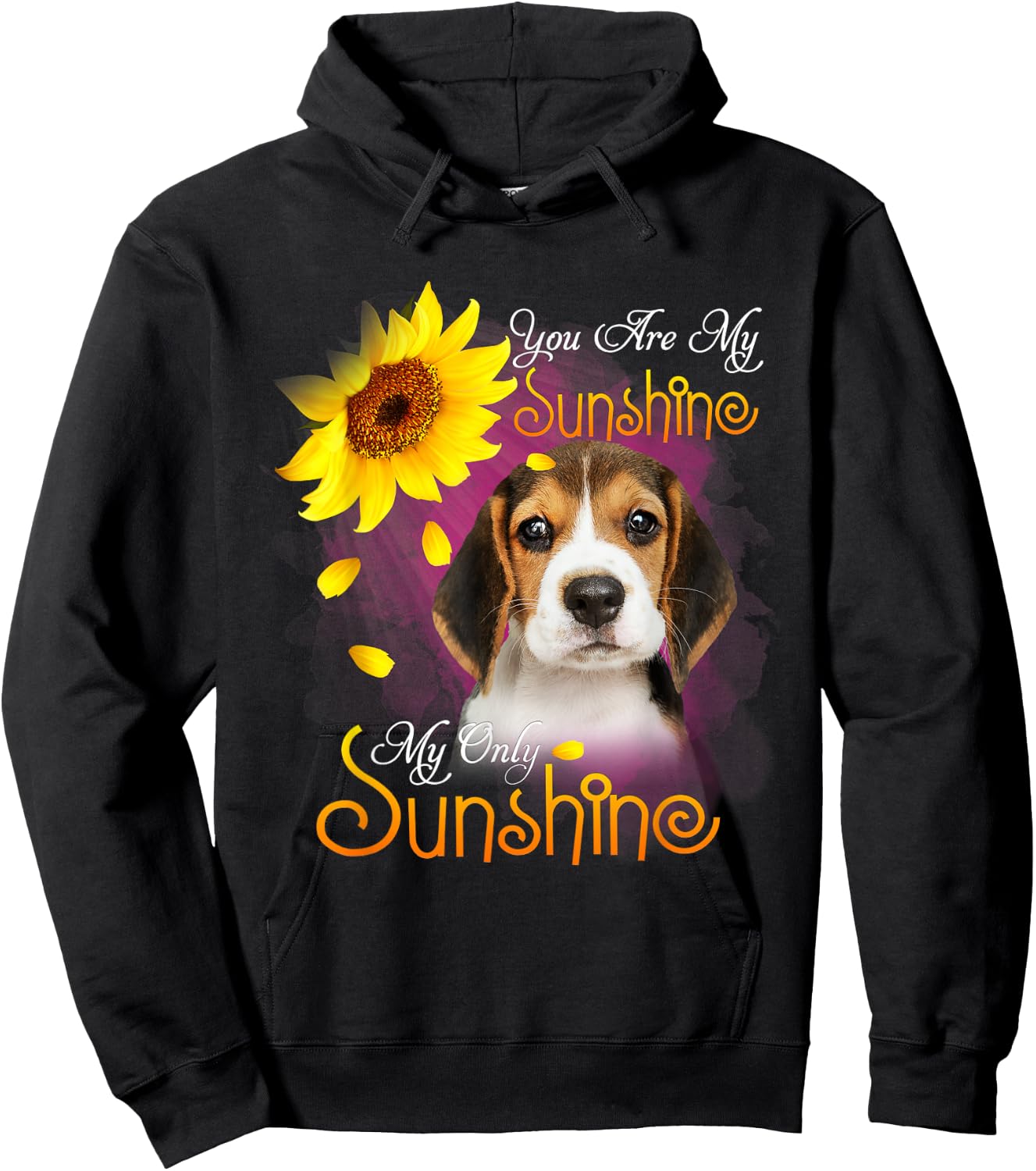 My Sunshine Beagle Dog With Sunflowers Hoodie - Hoodie | Black