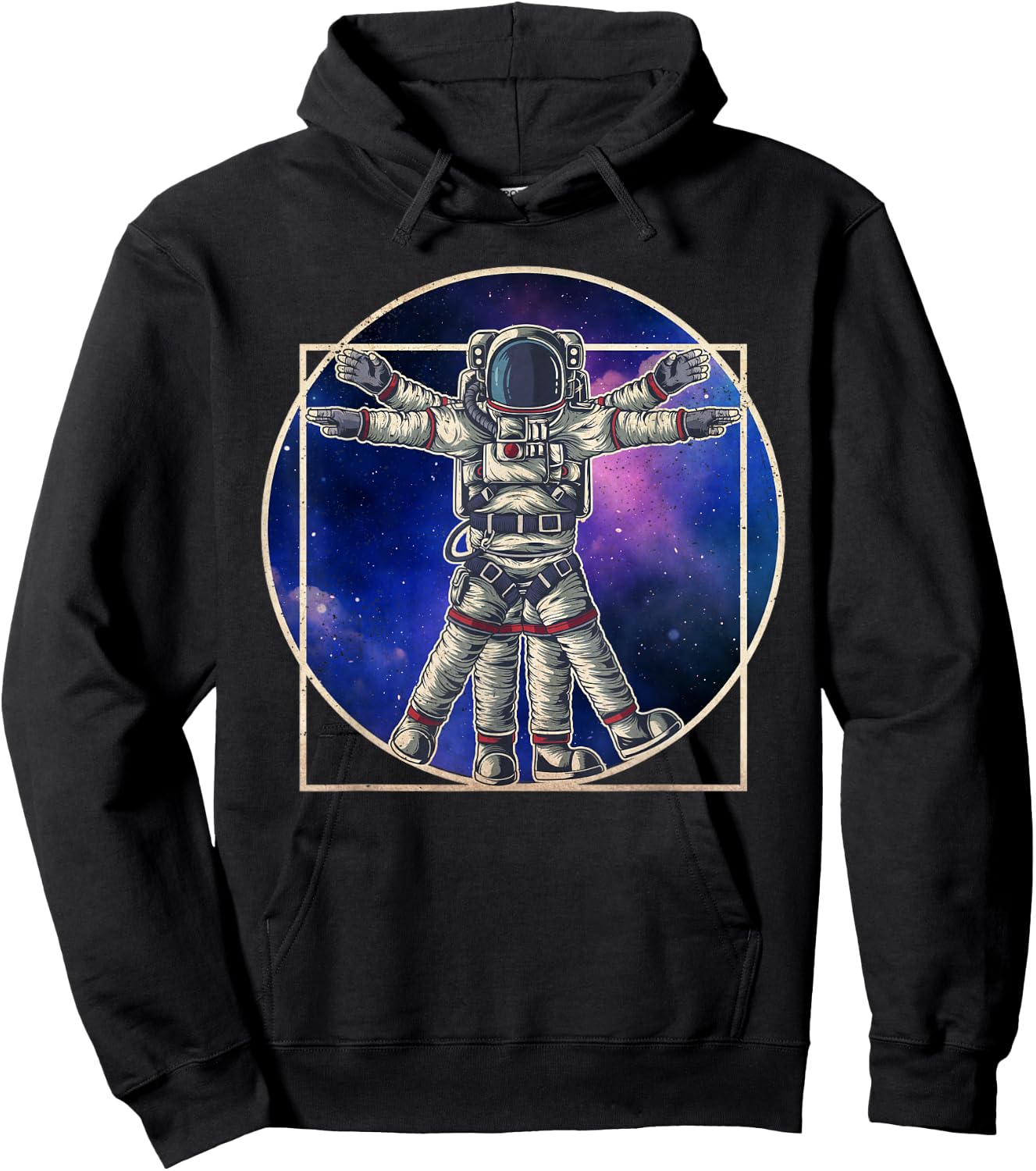 Astronaut Vitruvian Man Da Vinci Cute Funny Graphic Hoodie - Hoodie | Black