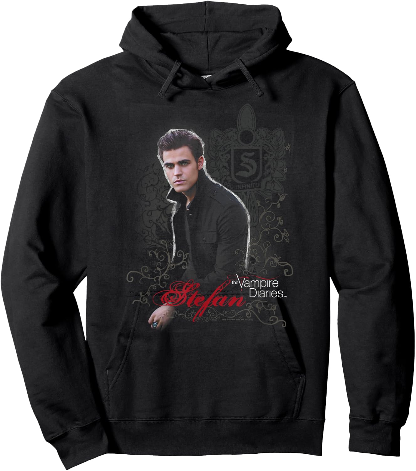 Warner Bros. Vampire Diaries Stefan -Adults Black Short Sleeve , Small Hoodie - Hoodie | Black
