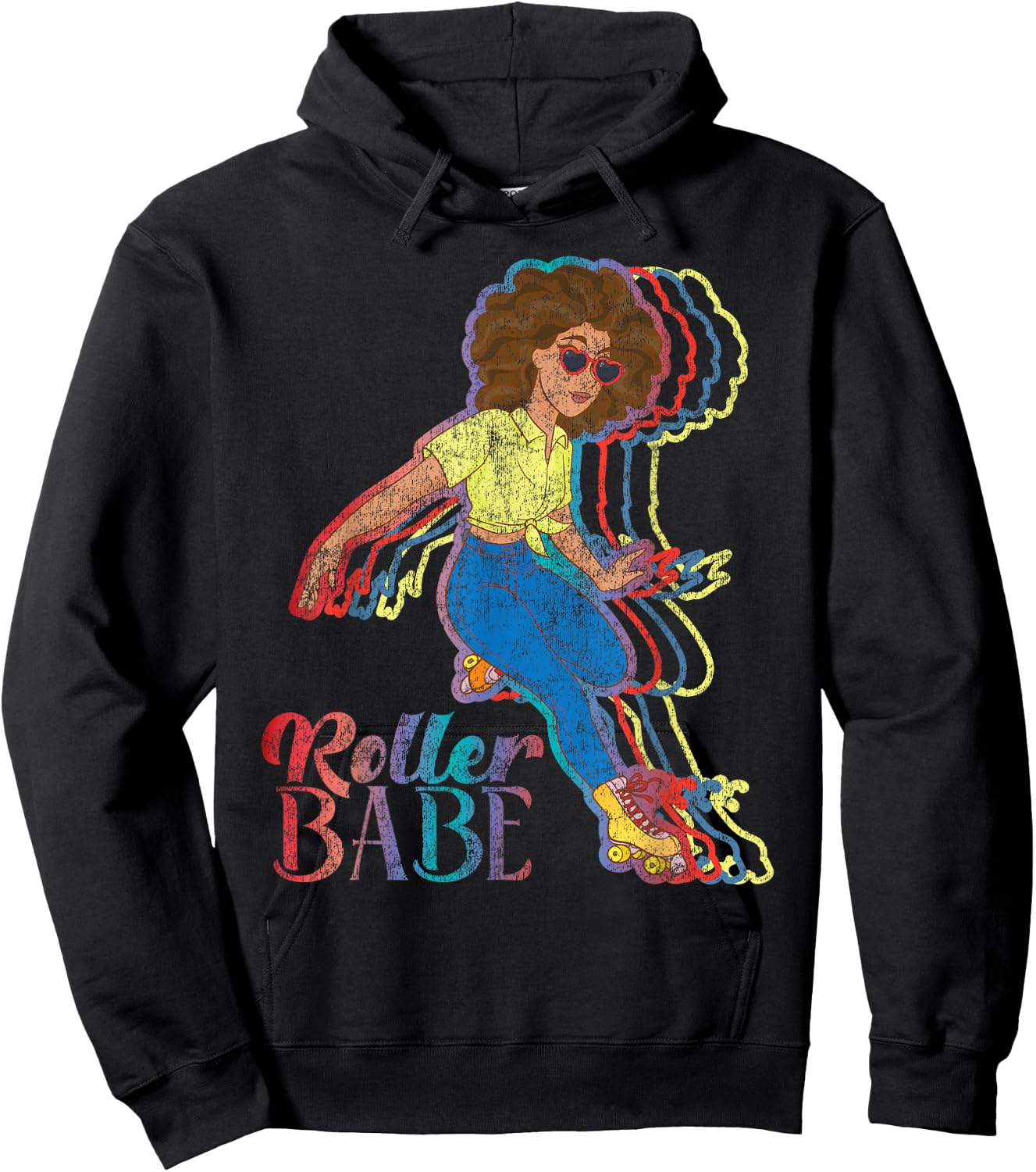 Cool Roller Skating Skate Girl 1970S Retro Hoodie - Hoodie | Black