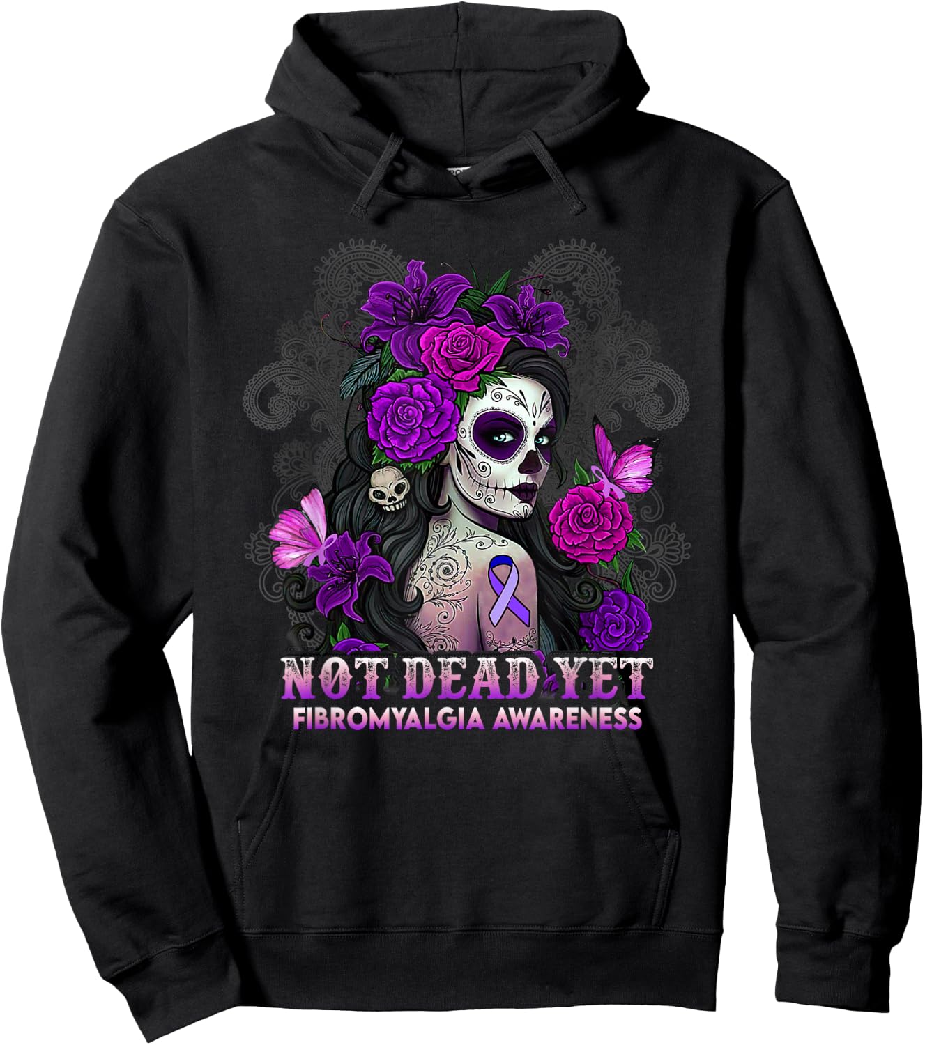 Not Dead Yet Fibromyalgia Awareness Survivor Women Girl Hoodie - Hoodie | Black