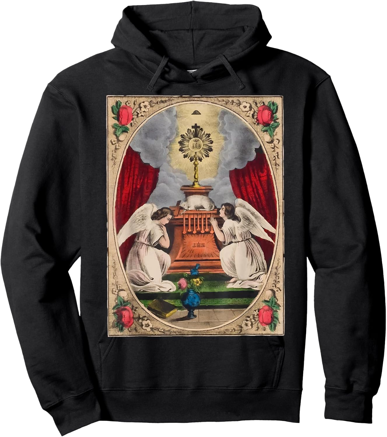 Holy Sacrament Eucharistic Adoration Catholic Altar Lamb Hoodie - Hoodie | Black