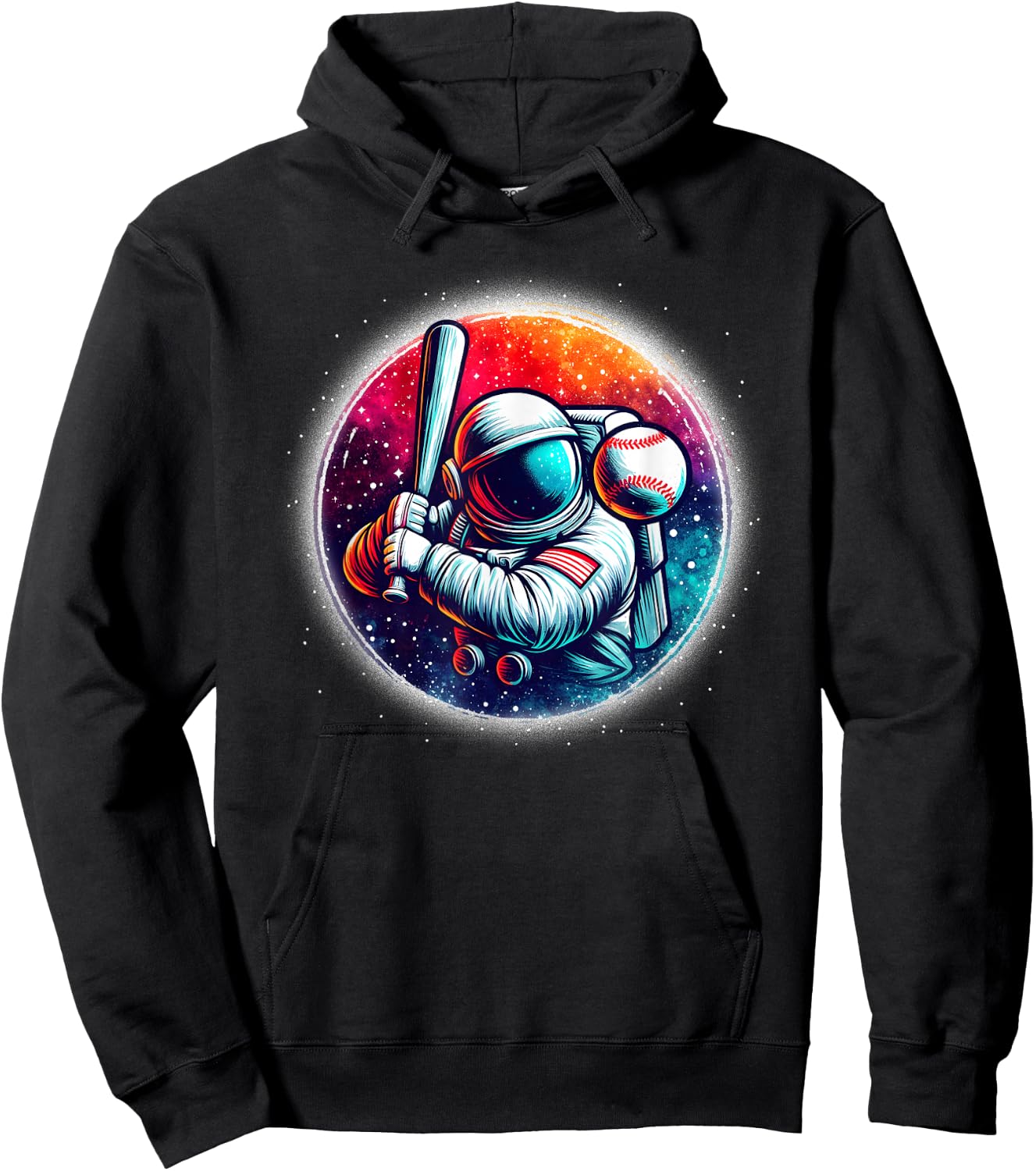 Astronaut Playing Baseball in Space Boys Girls Kids Hoodie - Hoodie | Black