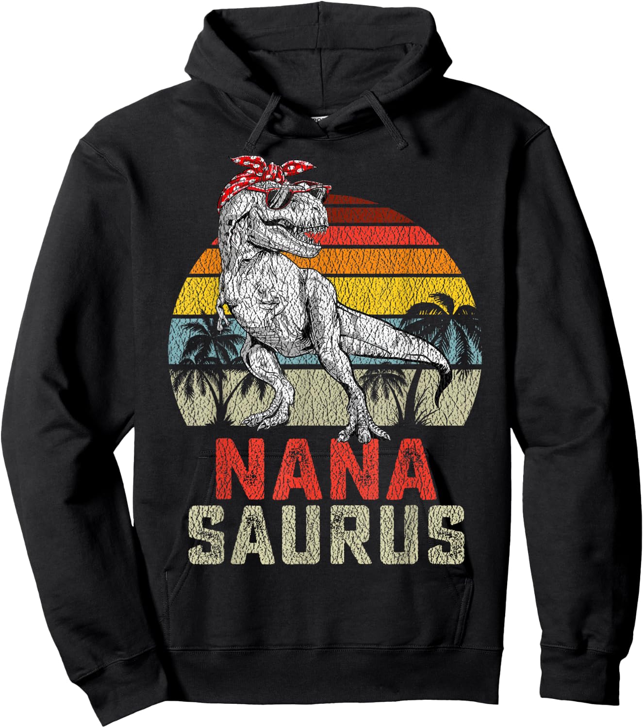 Nanasaurus T Rex Dinosaur Nana Saurus Family Matching Hoodie - Hoodie | Black