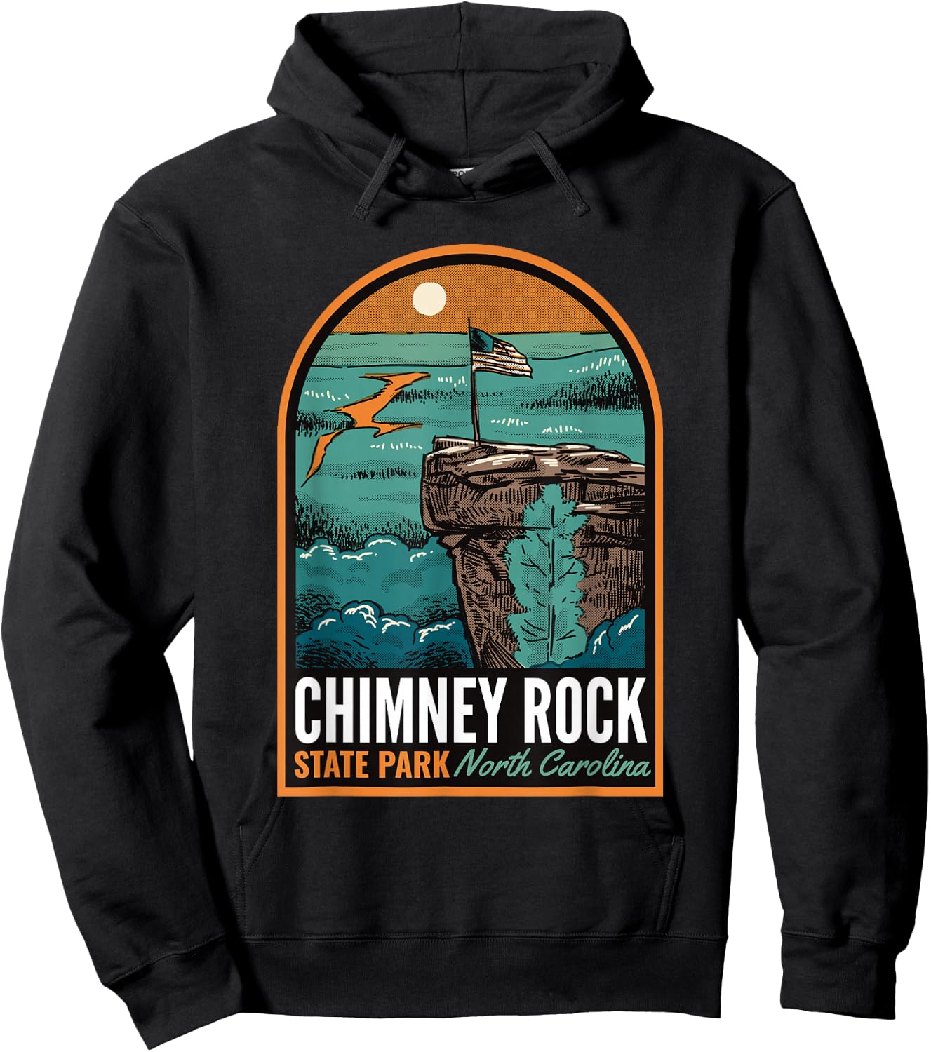 Chimney Rock State Park NC Vintage Hoodie - Hoodie | Black
