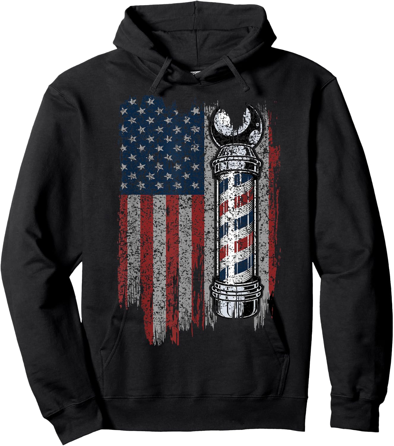 American Flag Barber - Barbershop Gift Patriotic Barber Men Hoodie - Hoodie | Black