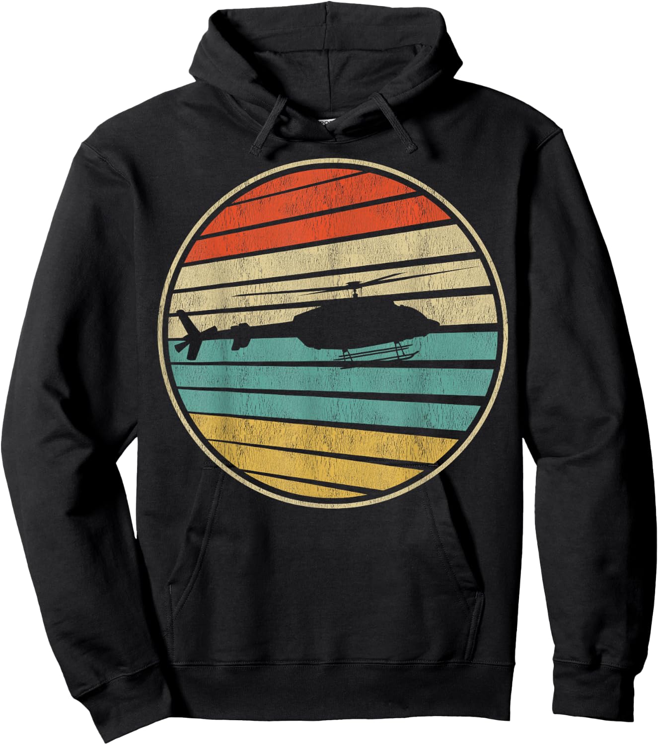 Cute Helicopter Gift Retro Vintage 70s 80s Helicopter Pilot Hoodie - Hoodie | Black