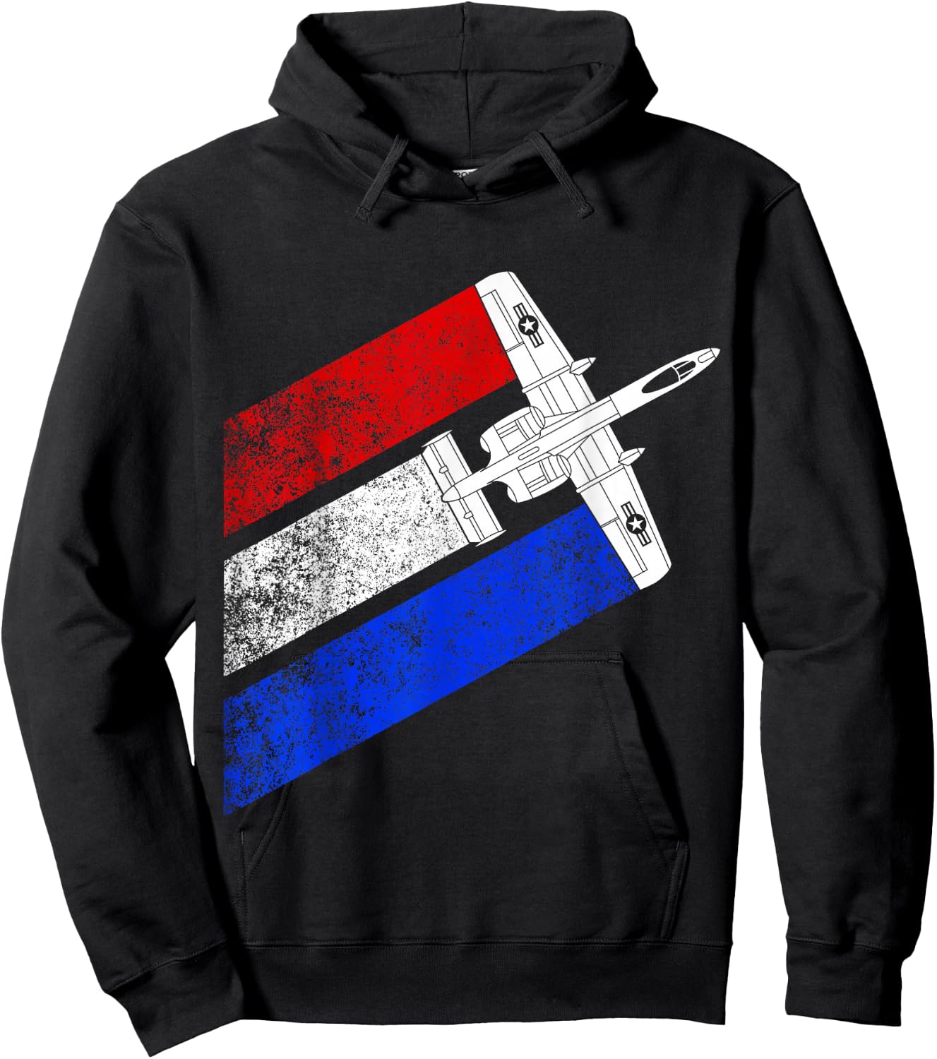 Vintage A-10 Warthog Plane Schematic US Flag Hoodie - Hoodie | Black