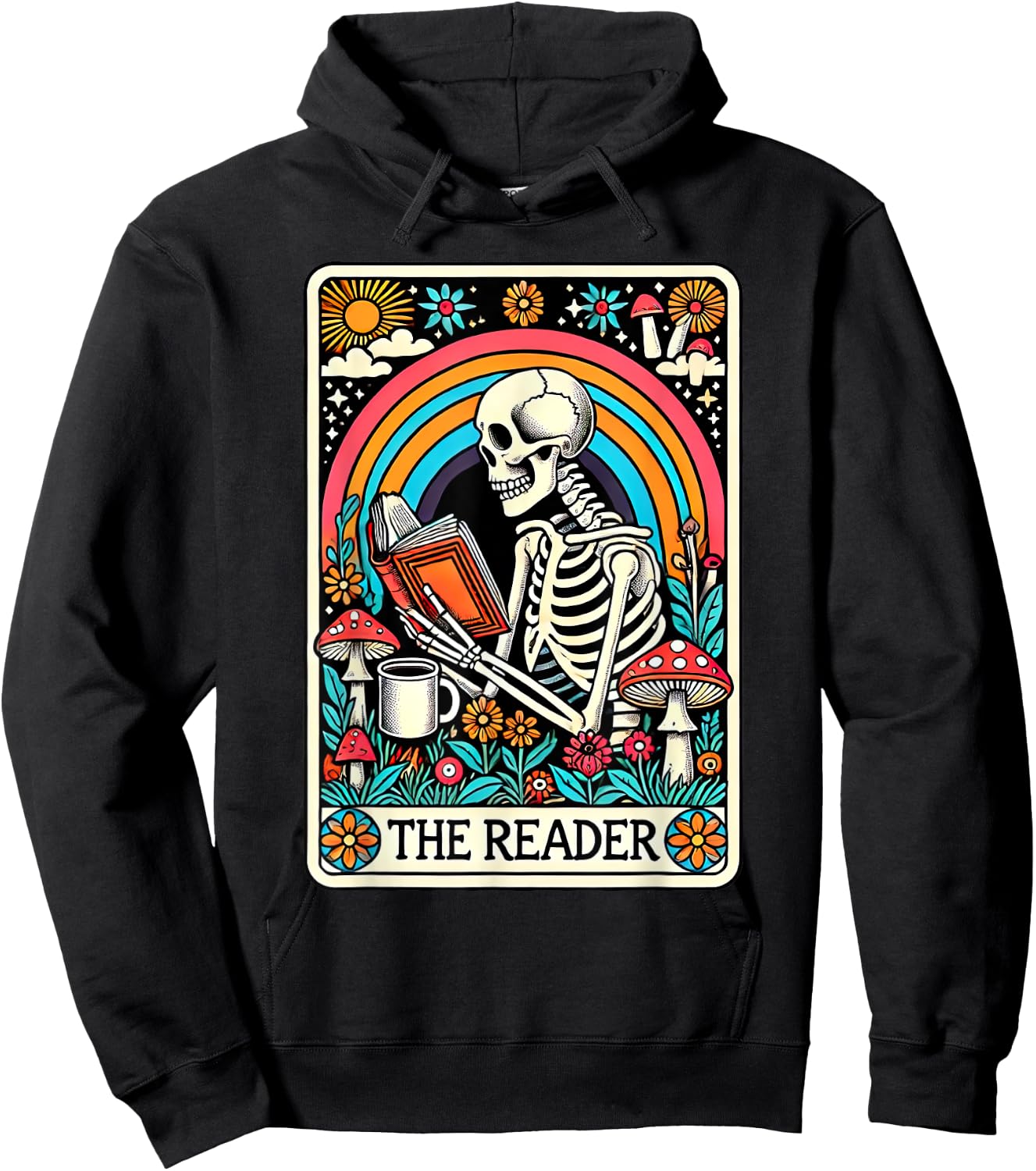 The Reader Tarot Card Skeleton Reading Book Bookworm Bookish Hoodie - Hoodie | Black