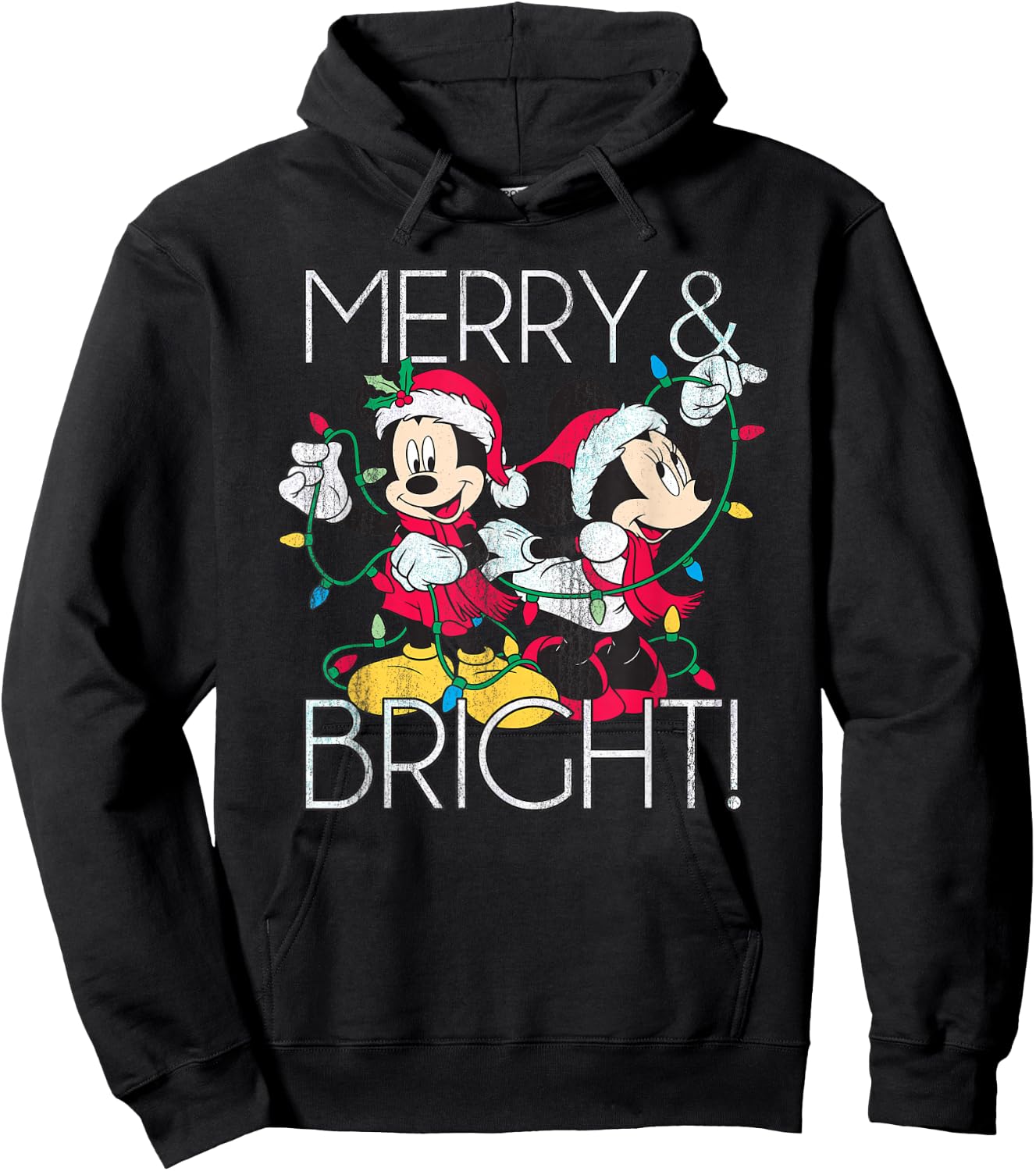 Disney - Minnie and Mickey Merry N Bright Foil Hoodie - Hoodie | Black