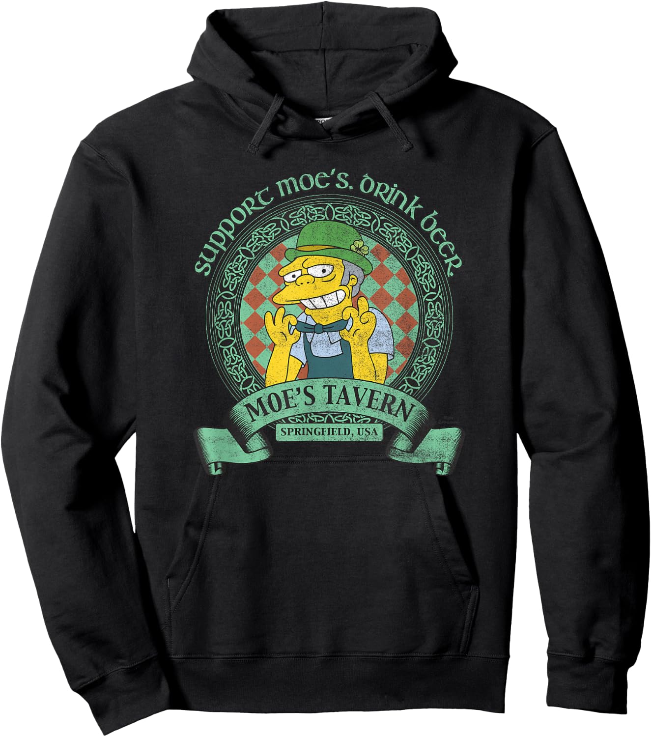 The Simpsons St. Patrick's Day Support Moe's, Drink Beer Hoodie - Hoodie | Black