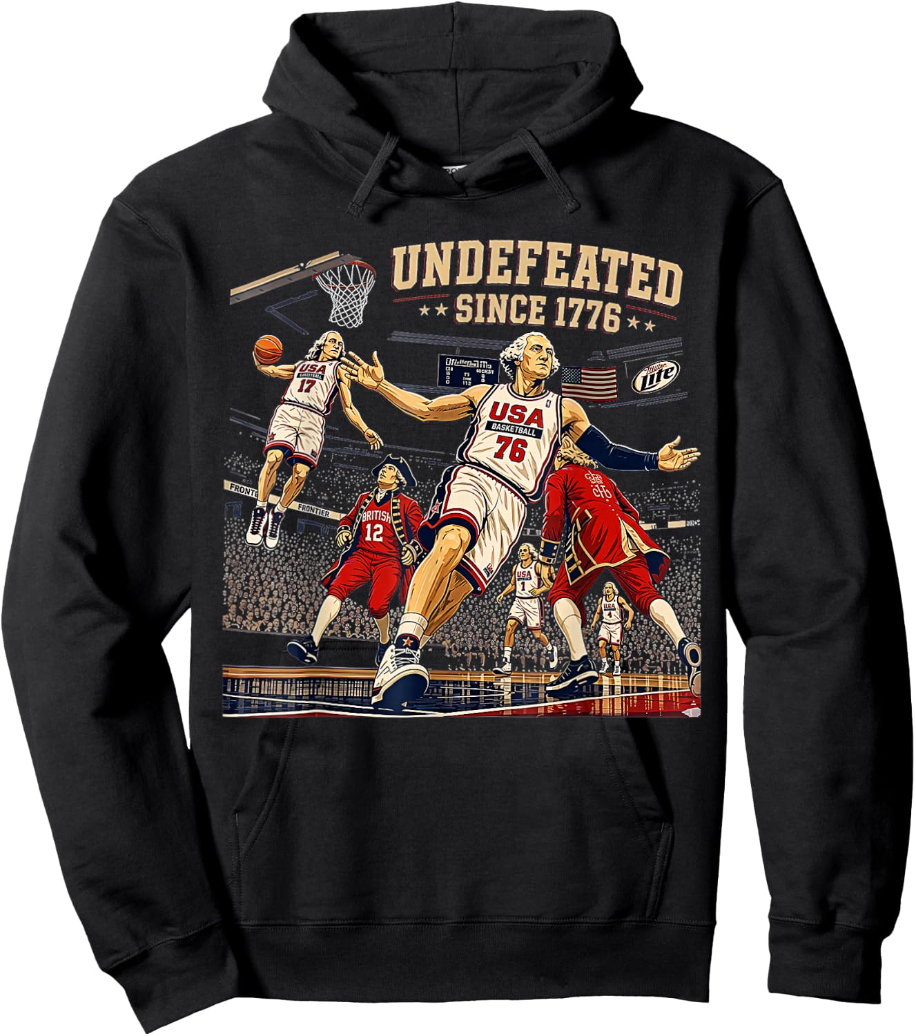 George Washington Play Basketball USA Undefeated Since 1776 Hoodie - Hoodie | Black