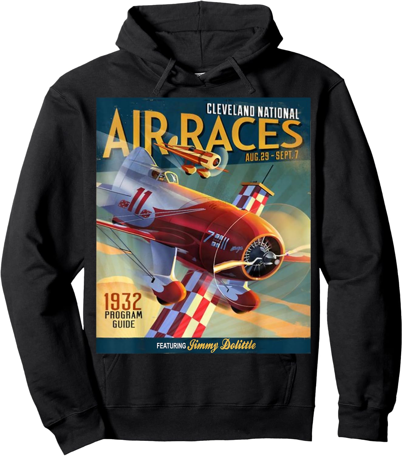 National Air Races Retro Cleveland Air Show Airplane Hoodie - Hoodie | Black