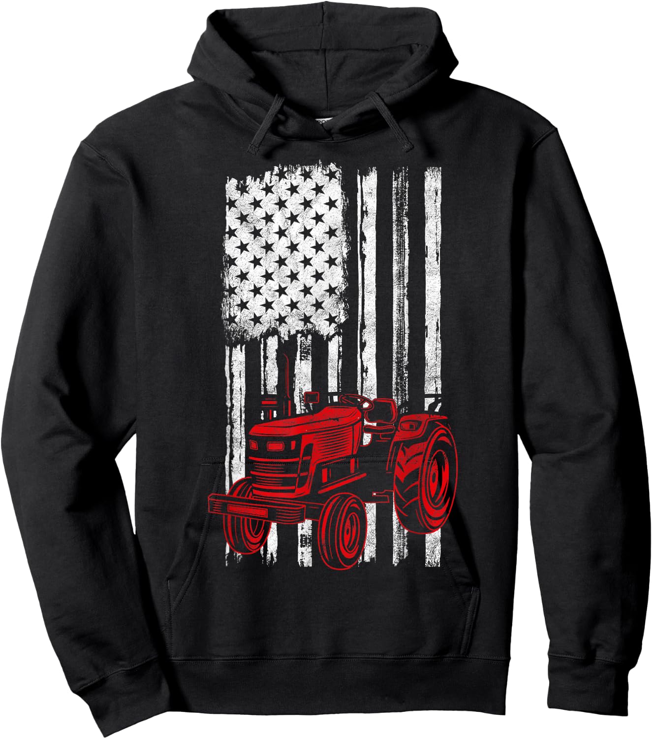 Farmer American Flag Farming Gift Usa Patriotic Tractor Hoodie - Hoodie | Black