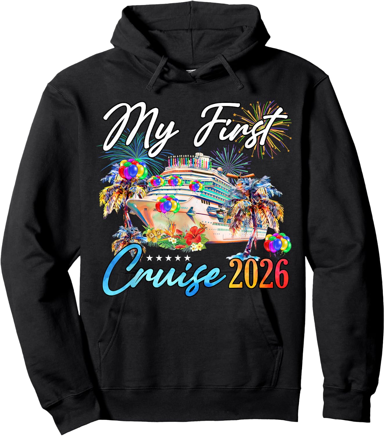 My First Cruise 2026 Funny First Time Cruise Vacation 2026 Hoodie - Hoodie | Black