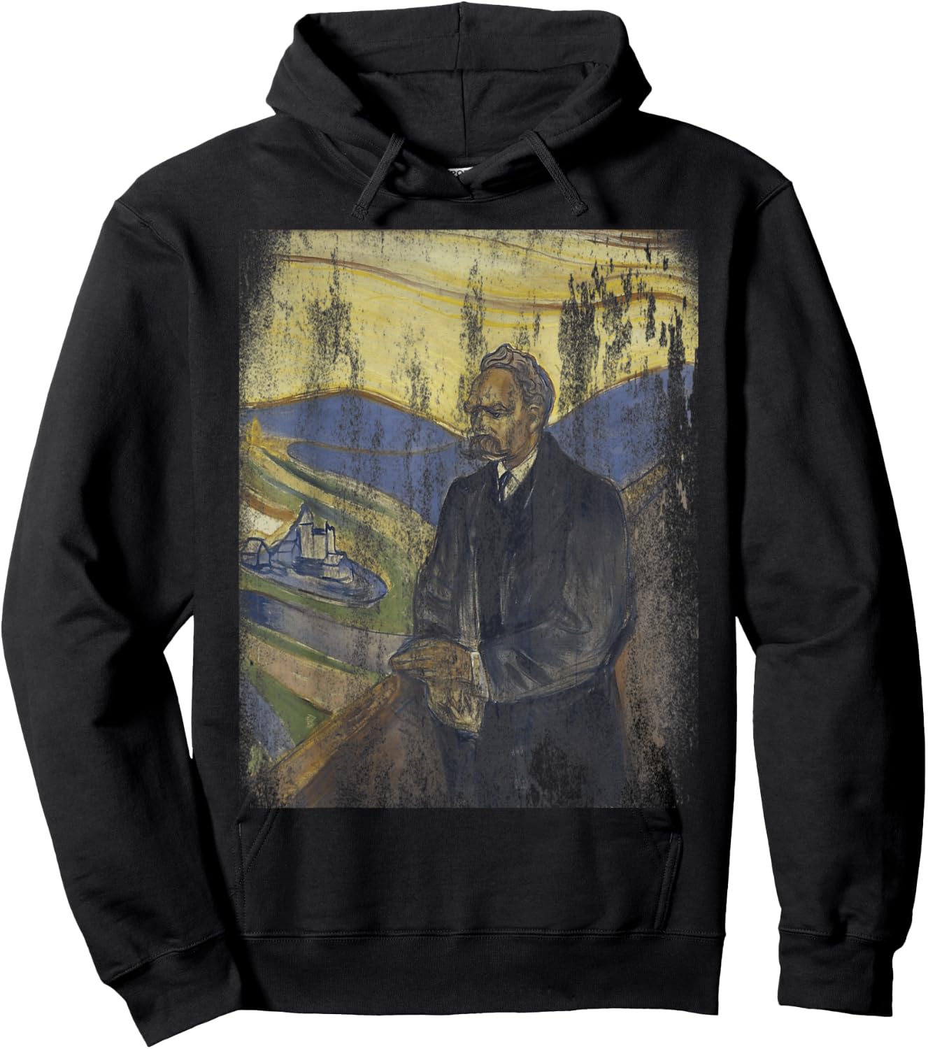 Friedrich Nietzsche | Retro | Painting | Vintage Hoodie - Hoodie | Black
