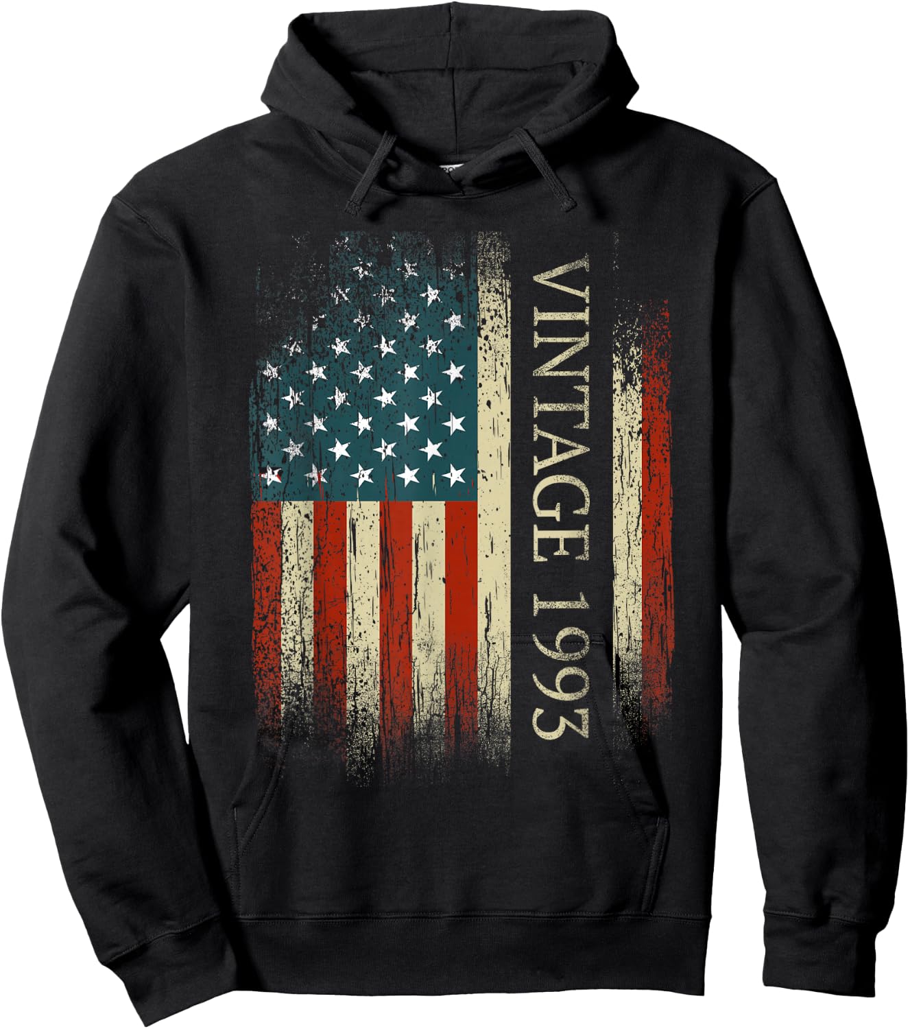 32nd Birthday Vintage 1993 USA Flag 32 Year Old Gifts Bday Hoodie - Hoodie | Black