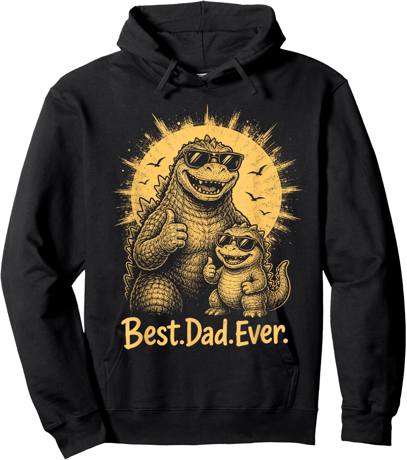 Funny Best Dad Ever Monsters Fathers Day Dad and Son Hoodie - Hoodie | Black