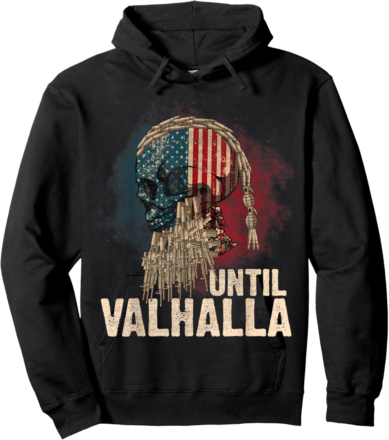 Until Valhalla Viking US Flag Vintage Shirt-Til Valhalla Hoodie - Hoodie | Black