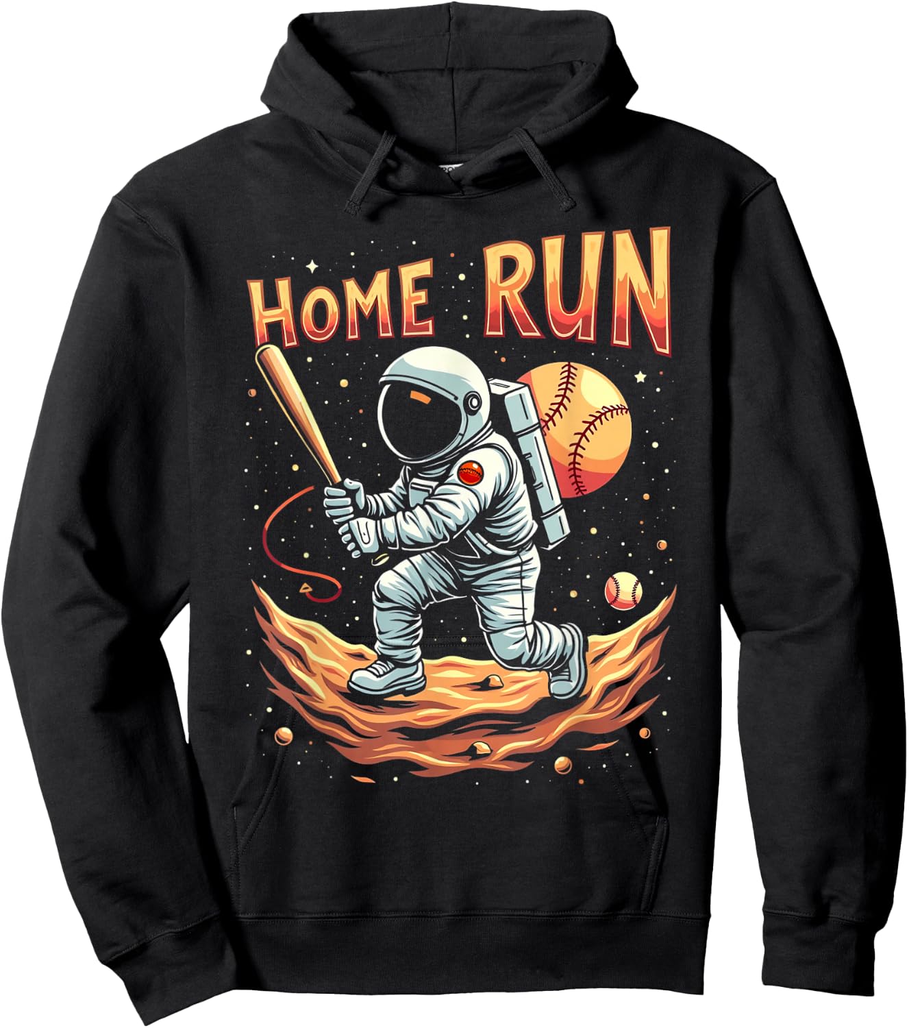 Home Run Astronaut Baseball Player Boys Kids Men Hoodie - Hoodie | Black