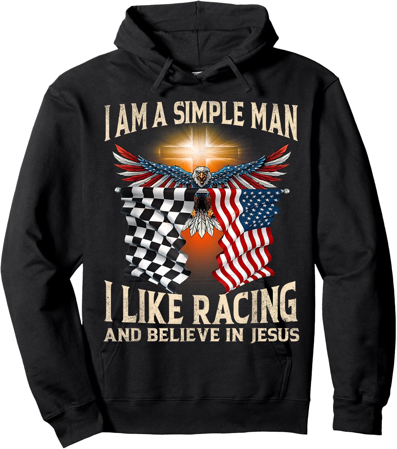 I Am A Man Simple I Like Racing And Believe In Jesus Hoodie - Hoodie | Black