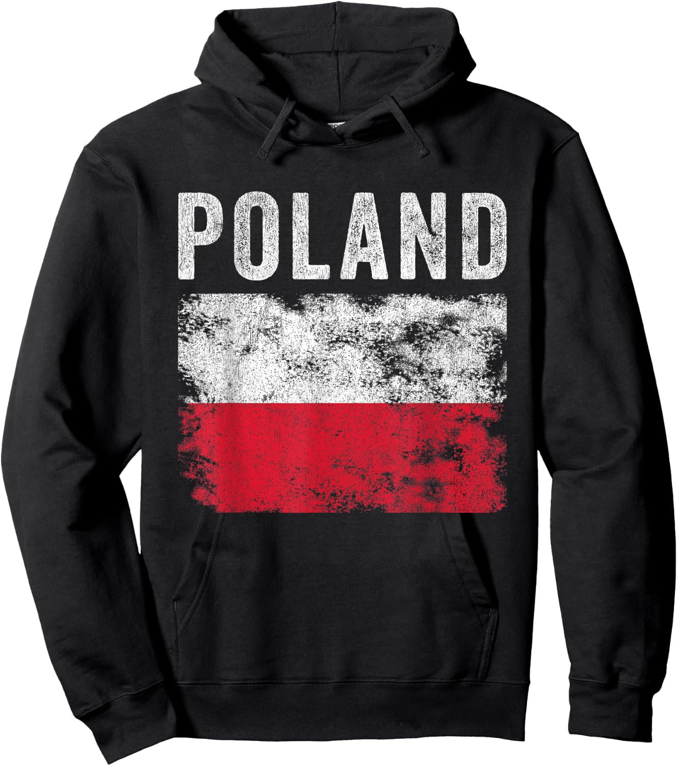 Poland Flag Distressed - Men Women Kids - Polish Flag Hoodie - Hoodie | Black