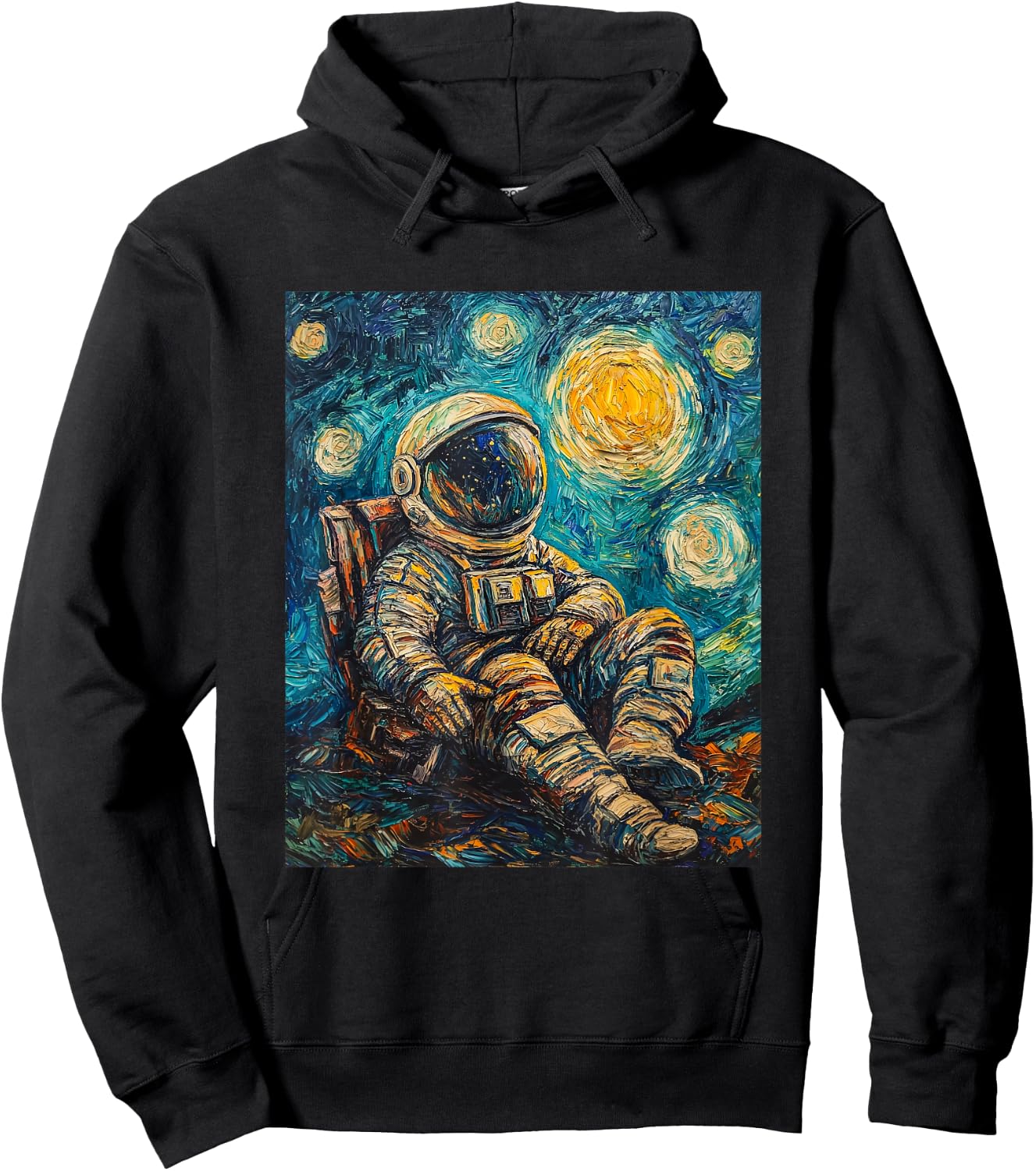 Astronaut Van Gogh Style Starry Night Funny Graphic Hoodie - Hoodie | Black