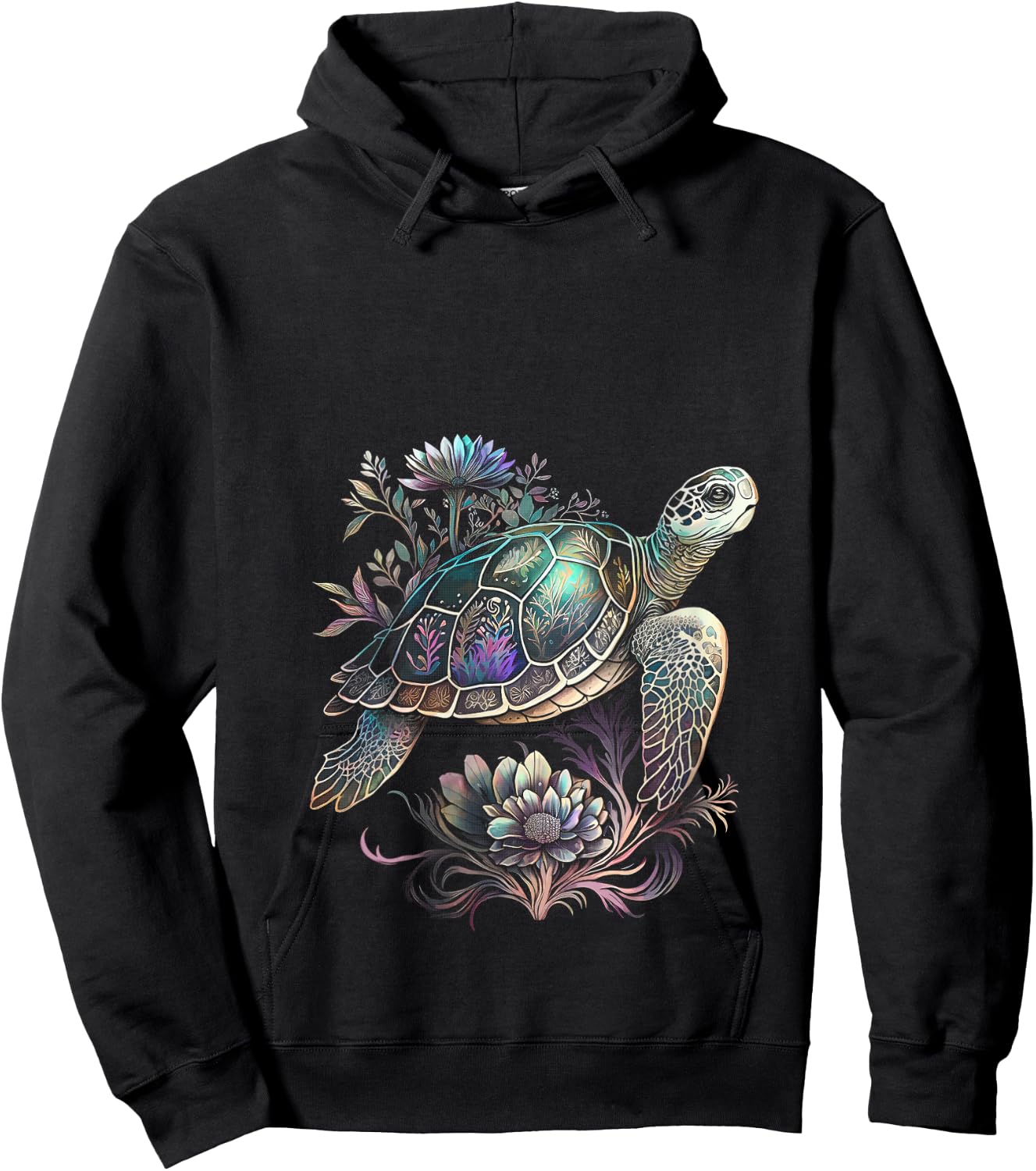 Sea Turtle Beach Lover Ocean Animal Graphic Novelty V-Neck Hoodie - Hoodie | Black