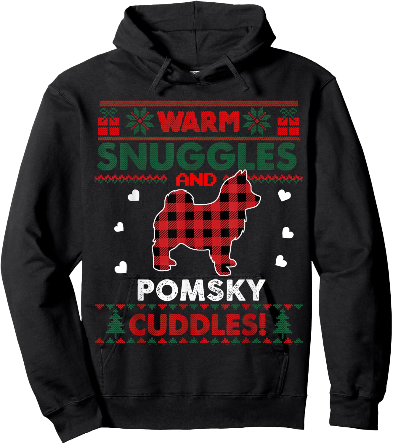 Pomsky Dog Lover Xmas Gifts Pajama Ugly Christmas Sweater Men Women Kids Hoodie - Hoodie | Black