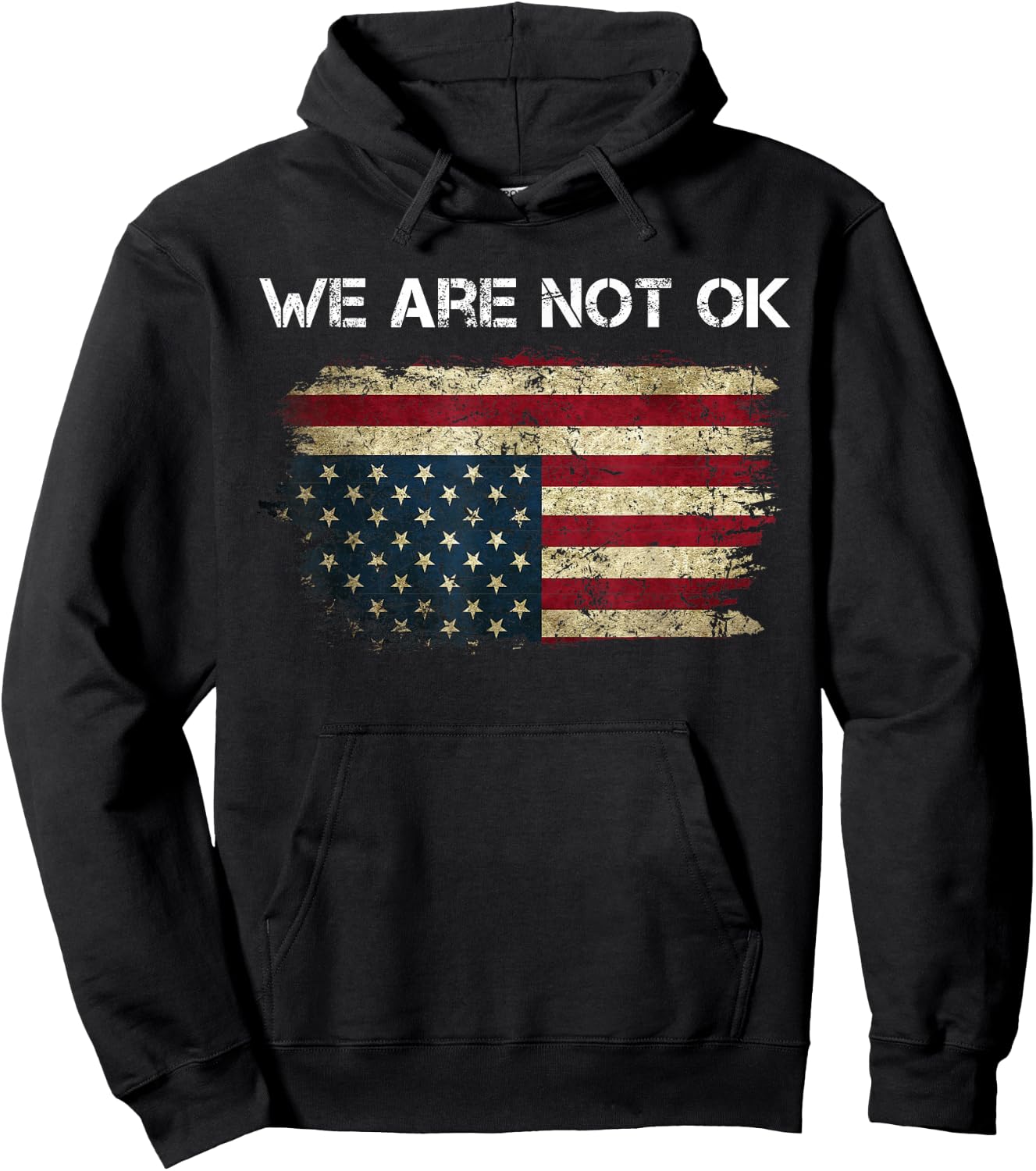 We are Not Ok USA Flag Upside Down Hoodie - Hoodie | Black