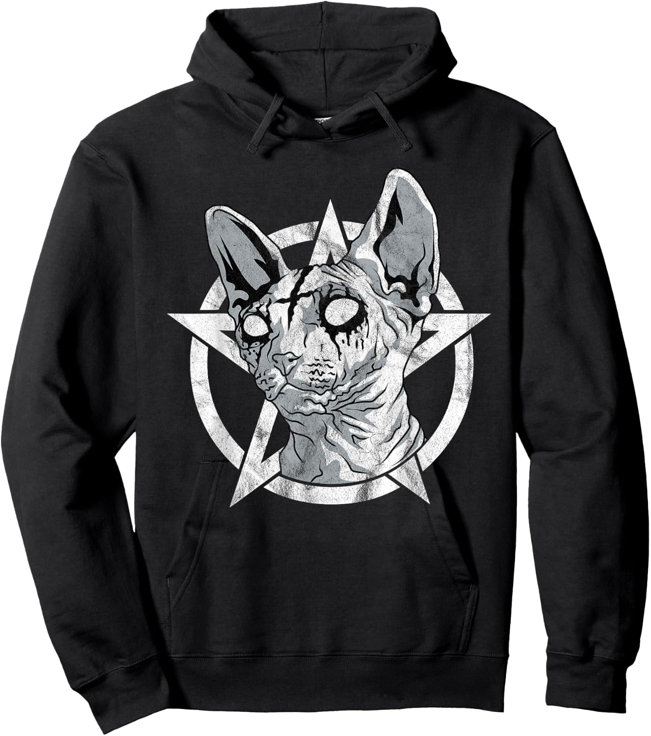 Black Metal Sphynx Cat Goth and Death Metal Sphinx Occult Hoodie - Hoodie | Black