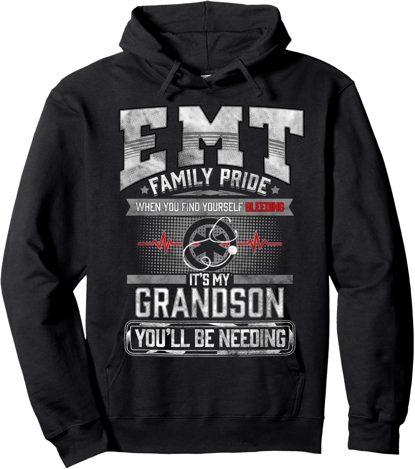 EMT EMS Grandma Grandfather Cool Paramedic Grandson Gift Hoodie - Hoodie | Black