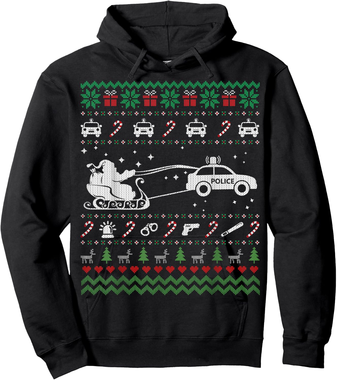 Funny Police Ugly Christmas Sweater Gifts Women Hoodie - Hoodie | Black