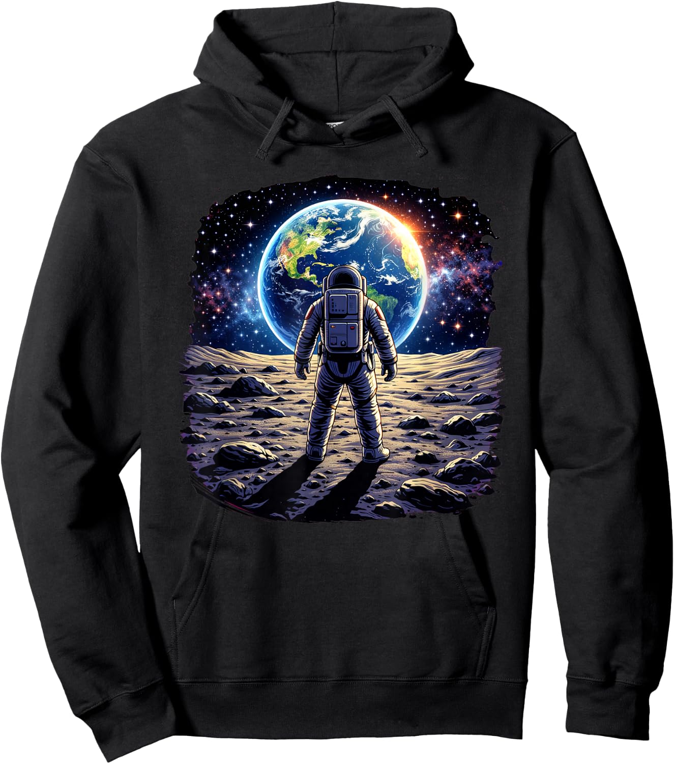 Astronaut Moon Earth Space Exploration Hoodie - Hoodie | Black