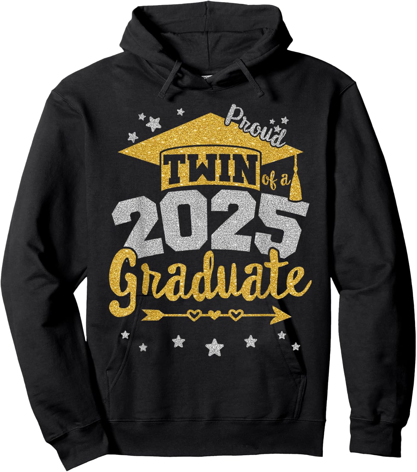 Proud Twin of a 2025 Graduate Team 25 Senior Graduation Hoodie - Hoodie | Black