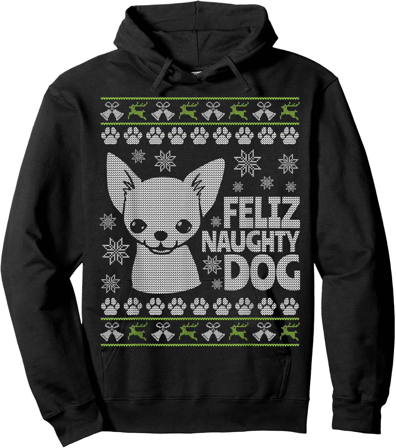 Ugly Christmas Chihuahua - Cute Feliz Naughty Dog Hoodie - Hoodie | Black