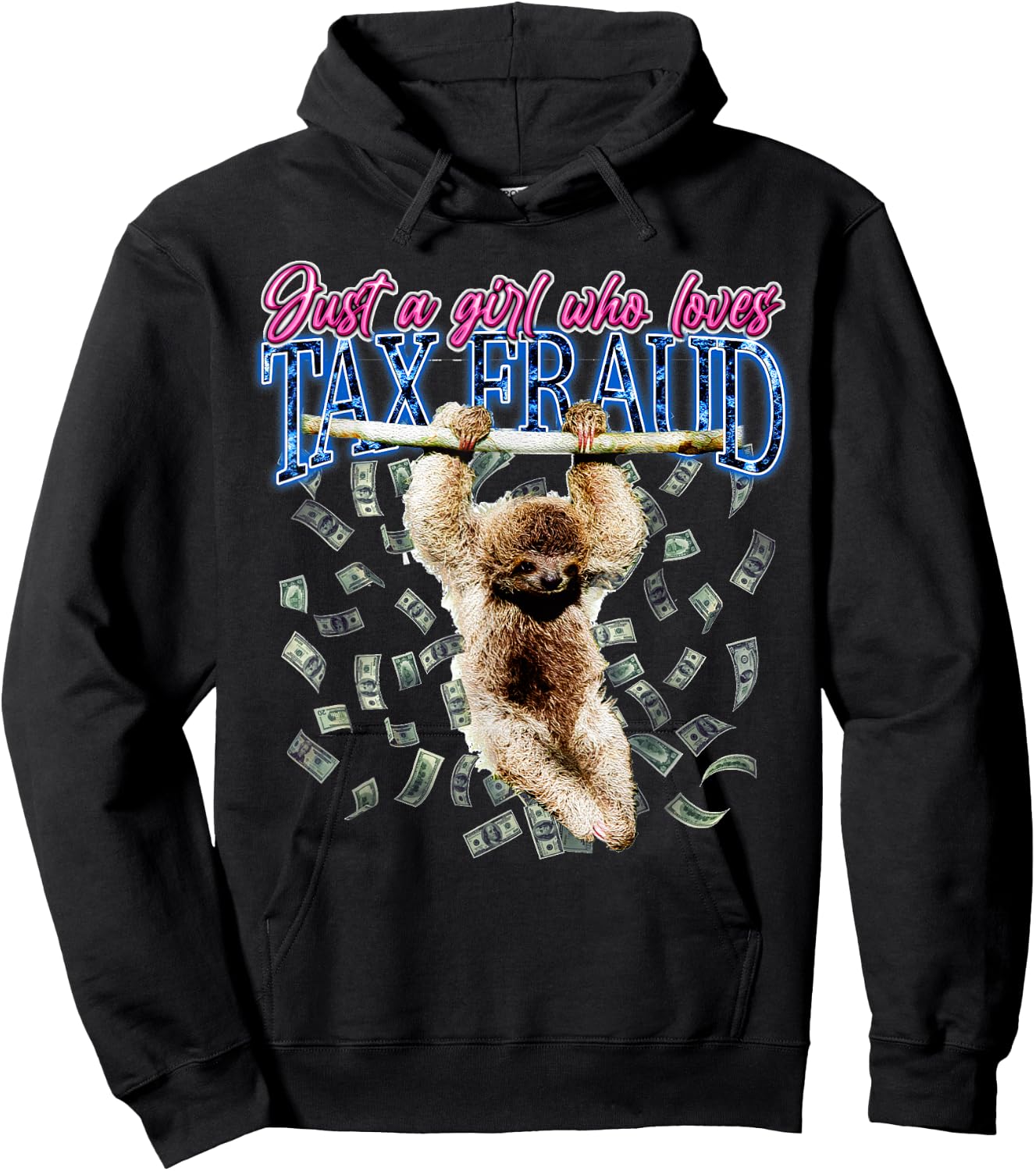 Just A Girl Who Loves Tax Fraud Vintage Bootleg Rap 90s Hoodie - Hoodie | Black