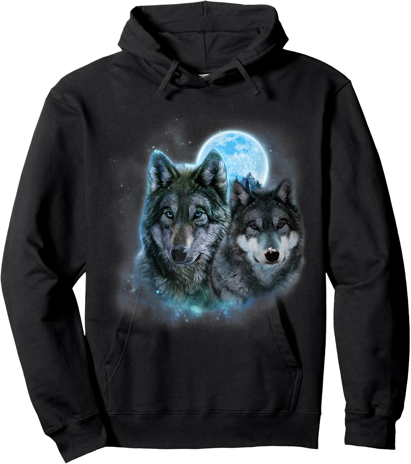 Two Wolves Howling In The Dark at the Moon Halloween Costume Hoodie - Hoodie | Black