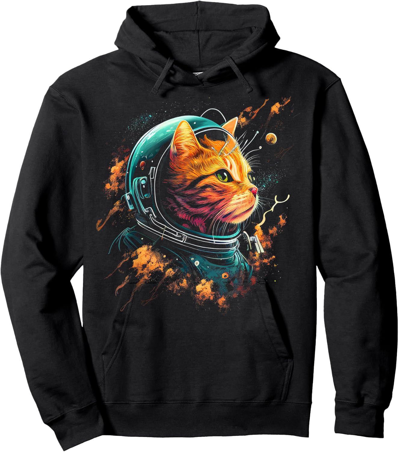 Astronaut Cat or Funny Space Cat on Galaxy Cat Lover Women Kids Hoodie - Hoodie | Black